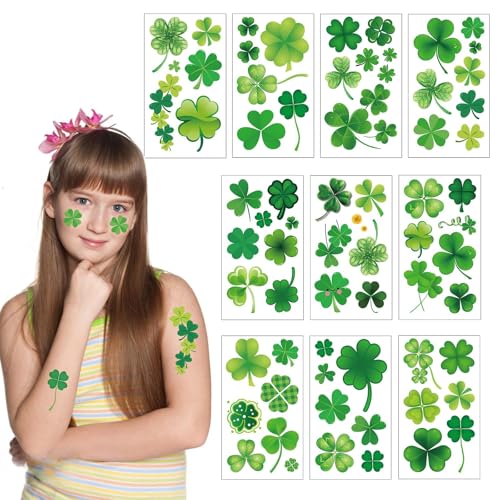 70 Pcs St Patricks Day Tattoos 10 Sheet Shamrock Temporary Tattoos For Adults Irish Party Favor Accessories Makeup Kit£¨St. Patrick's Day£©