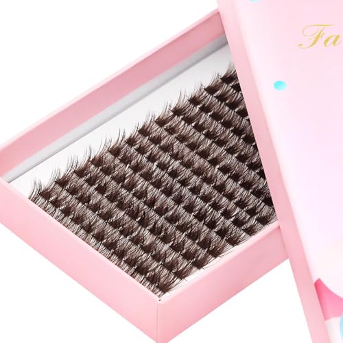 Bodermincer Large Tray 12-14-16mm Mixed 180 Cluster Brown Eyelashes Segmented Professional Makeup Individual DIY Cluster Eye Lashes Grafting Fake False Eyelashes (Brown 14-16-18mm Mixed)