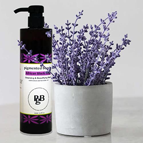 African Black Soap 16.9oz - Cleansing and Beautifying Wash with Lavender and Lemon Oil for All Skin Types