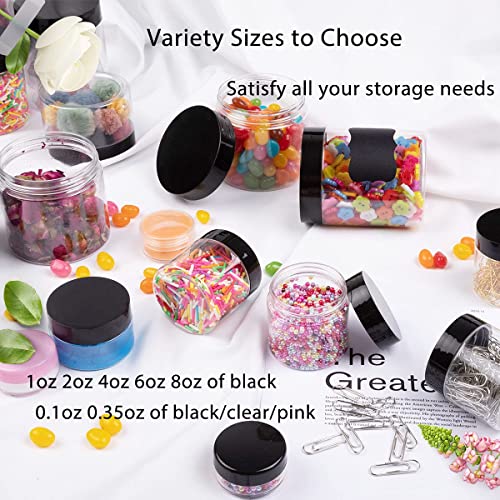 100 Pieces 10 Gram Sample Containers with Lids, Black Sample Jars, BPA Free Tiny Cosmetic Containers for Makeup, Lotion, Eye Shadow, Powder, and Lip Balms