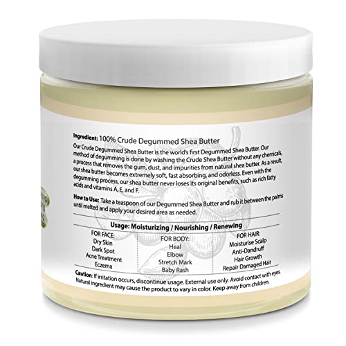 It's Pure Natural - World's First Crude Degummed African Ivory Shea Butter (16 oz) ? 100% Pure & Natural Body Butter for Dry, Cracked Skin, Eczema, Stretch Marks & Anti-Aging
