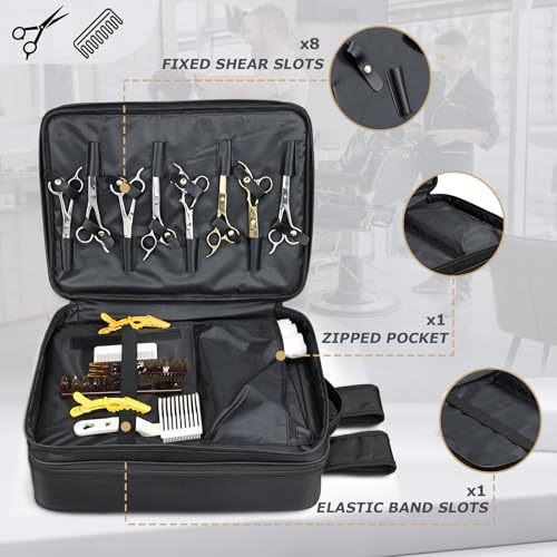Barber Bag with Detachable Tray, 16.8-in Travel Backpack for Clippers and Supplies, Large Capacity Hairdresser Bag with Adjustable Dividers for Hair Cutting Tools