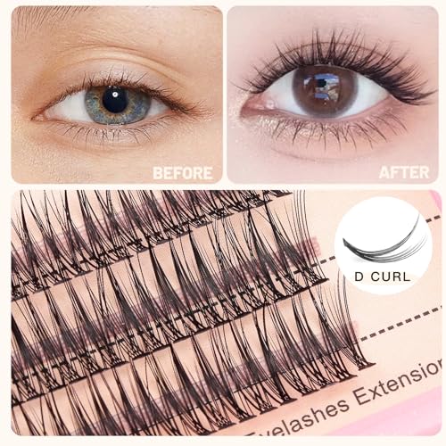 Bodermincer 120pcs 0.10mm Thickness Handmade Fish Tail False Lahses Thick Natural Long Black Individual False Eyelashes Fake Eye Lashes Extensions Makeup Tool (10mm)