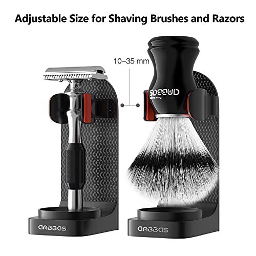Anbbas Synthetic Badger Shaving Brush and Bowl with Black ABS Wall Mounting Type Holders for Soap Bowl and Brush for Men Wet Shave