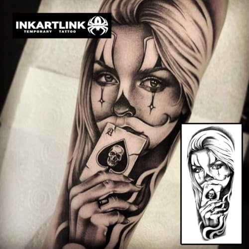 INKARTLINK Semi-Permanent Tattoo Stickers, Creative Halloween Adult Art Temporary Tattoos, Party Supplies, Waterproof, No Glue Required, Non-reflective, Lasts 1-2 Weeks ((Mexican Day of the Dead 1)