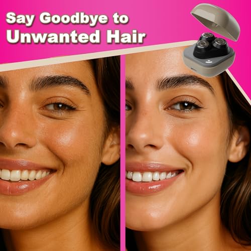 Youbella Facial Hair Removal for Women, 3D Floating Blade Rotary Razor, Wet/Dry Electric Shaver, Portable & USB Rechargeable Epilator Hair Remover for Face, Upper Lip, Chin, Arms & Legs (Beige)