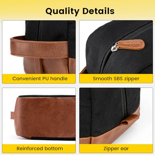 Vorspack Travel Toiletry Bag - Hanging Toiletry Bag for Men Water Resistant Canvas Shaving Bag with Large Capacity for Travel - Black (Pack of 2)