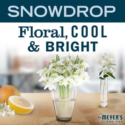 Mrs. MEYER'S Clean Day Snow Drop Scent Variety Pack, Liquid Hand Soap 12.5 OZ, Liquid Dish Soap 16 OZ, Multi-Surface Cleaner 16 OZ, Room Freshener 8 FL OZ, Hand Lotion 12 OZ, 1 CT