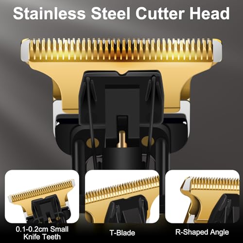 Premium Cordless Beard and Hair Trimmer for Men, Professional T-Blade Zero Gapped Rechargeable Grooming Kit, 4 Adjustable Limit Combs, Ideal Gift for Him, Unmatched Precision Luxury Care (Bronze)