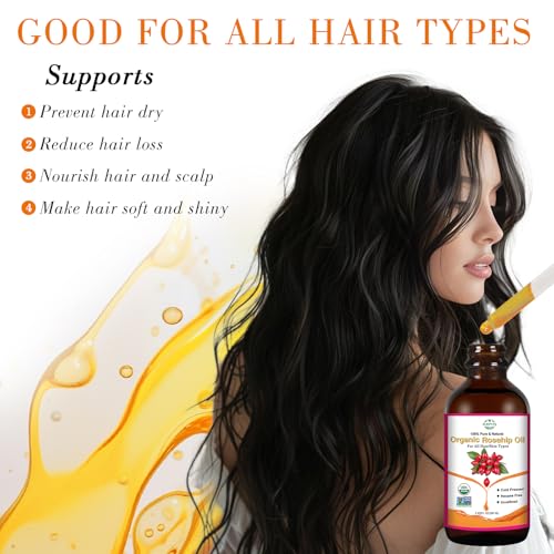 Organic Rosehip Oil for Face & Skin ? USDA Certified, Cold Pressed, Unrefined Rose Hip Seed Oil for Anti-Aging, Scars, Moisturizing, Hair, Nails & Gua Sha Massage, 2 fl oz (60 ml)