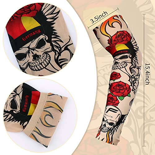 Tattoo Sleeves for Men Women, Temporary Tattoo Sleeve 12Pcs Set Arts Fake Slip On Tattoo Arm Sleeves for Men Women (Pattern C)