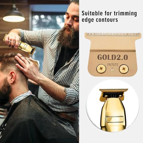 Replacement Blades Compatible with BaByliss PRO Barberology Trimmer Blade,Zero-Gapped Replacement Trimmer Blade Compatible with BaBylissPRO FX787 & FX726 Trimme (7 GOLD/1 PC)