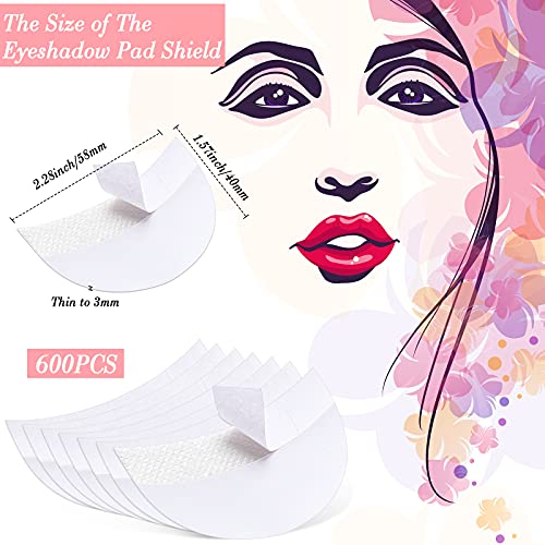 600 Pieces Eyeshadow Pad Shield Eyeshadow Patches White Stencils Under Eye Pads Prevent Makeup Residue for Eyelash Extensions Lip Makeup, Half Moon Shape