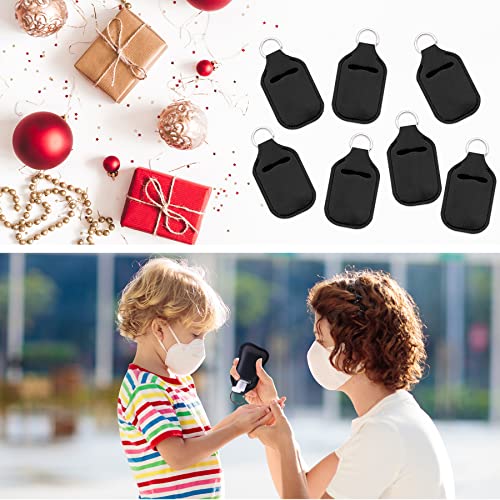 Duufin 60 Pieces Hand Sanitizer Holder Empty Travel Size Bottles Set Including 30 Pieces Clear Refillable Bottles and 30 Pieces Black Hand Sanitizer Holders for Keychain Backpack and Purse