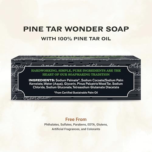 The Grandpa Soap Company Pine Tar Bar Soap for Men- Made With Pine Tar Oil, 3 in 1 Cleanser Deodorizer and Moisturizer, Dermatologist Tested, Safe for Sensitive Skin, 3.25 Oz, 3 Pack
