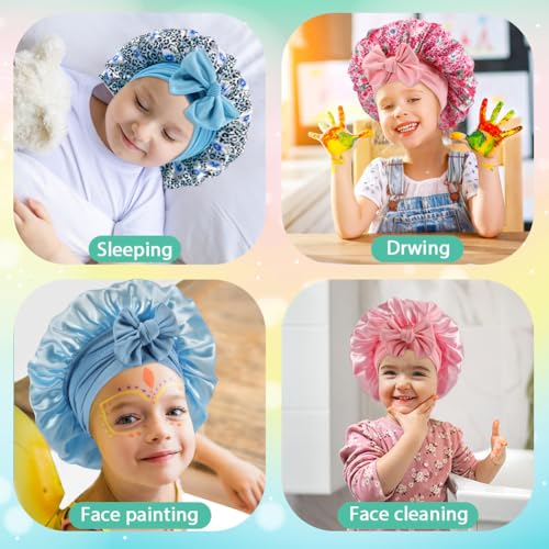 4PCS Baby Satin Bonnet,Silk Bonnet for Kids,Kid Hair Bonnets for Sleeping,Kids Satin Bonnets for Girls Boys Toddler