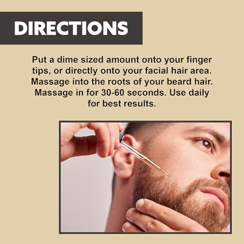 Crafted Beards Beard Growth Oil Serum - 1 fl Oz - Unscented - Helps Grow A Thicker Beard, Improves Beard Health, Fills in Thin and Patchy Spots - (1 Pack)