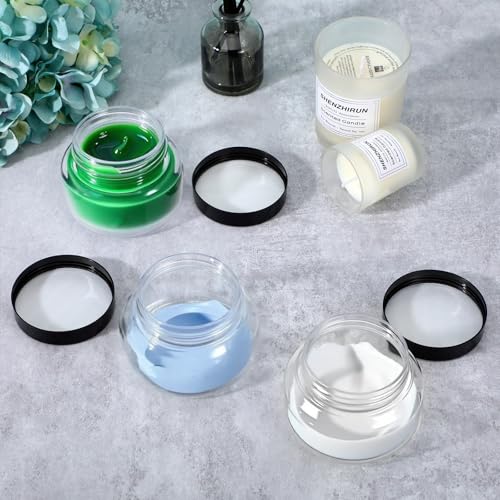 16 Pack 8 Oz Plastic Jars with Lids, Clear Body Scrub Containers Empty Refillable Containers Round Low Profile Samples Jars for Makeup, Body Butter, Creams, Slime, Travel Storage