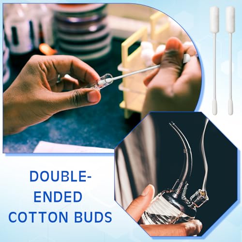 Lounsweer 400pcs Long Cotton Swabs with Storage Case 4'' Absorbent Double-Ended XL Cotton Buds with Large and Small Round Head Swabs for Dog Ear Cleaning, Gun Maintenance, Makeup, Pet Care