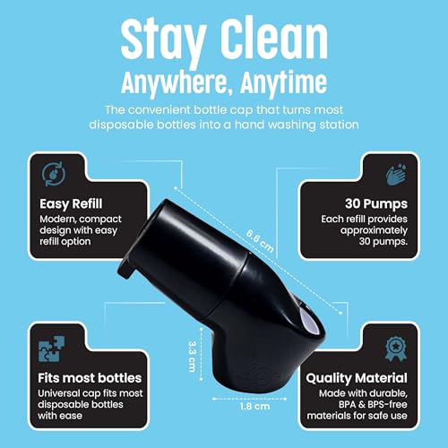Suds2go Wash Refillable Caps 2-Pack, Portable Hand Washing Station with Foam Pump, As Seen on Shark Tank, Great for Outdoor Use