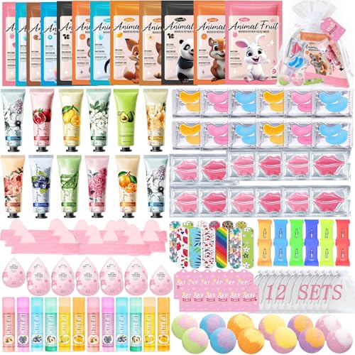 144 PCS Spa Party Supplies for Women,Spa Day Favors Essentials Include Face Masks Skincare, Games, Lip Balm, Under Eye Patches, Foot Bath Bomb,Sleepover Party Supplies Birthday Kit for Women Gift Set