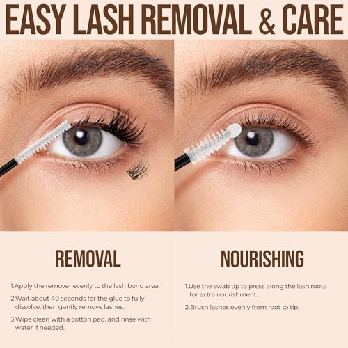 LASHVIEW Lash Remover and Conditioner, 5s Remove Eyelash Clusters Infused with Castor Oil to Improve Eyelash Resilience, Refreshed and Moisturized
