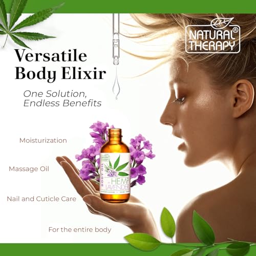 Natural Therapy Hemp & Lavender Body Oil ? Moisturizing Body Oil ? Hydrate & Soften Skin ? Increase Skin Elasticity and Provide Anti-Aging Support (4 Fl.Oz)