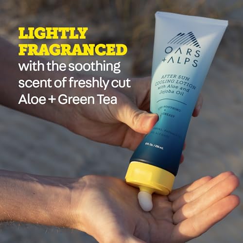 Oars + Alps After Sun Cooling Lotion, Includes Aloe Vera and Cucumber Extract for Sunburn Relief, Fresh Cut Aloe Scent, 8 Fl Oz
