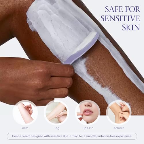Facial Hair Removal Cream for Women, Body Hair Removal Cream with Spatula Applicator and 10Pcs Compressed Towel for Legs, Arms, Underarms and Bikini Line, Gentle Skincare, 1 Pack 3.38 Fl Oz