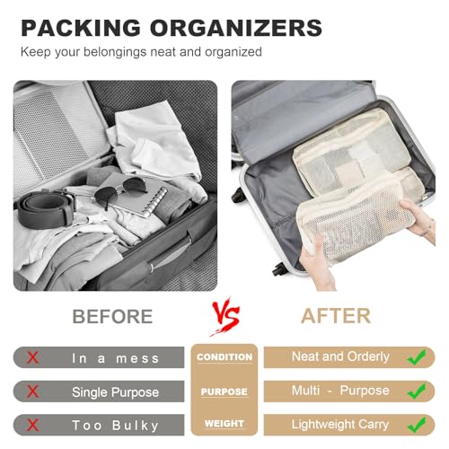 NOL Natural Organic Lifestyle 3-Pack Mesh Travel Toiletry Bags - Clear Zipper Travel Organizer, Airport Carry-On Compliant Reusable Cosmetic Makeup Bag for Women & Men (Cream)