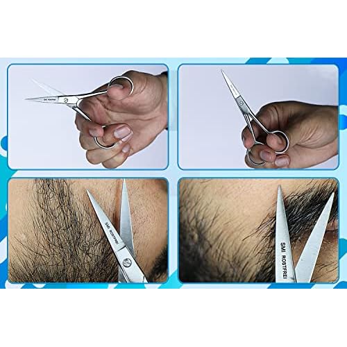 SMI Beard Scissors for Men with Travel Case Mustache Scissors Small scissors Grooming Scissors Eyebrow Scissors for Men and Women