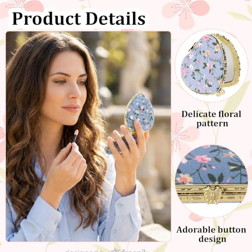 16 Pcs Pocket Mirror for Women, Vintage Compact Mirror Bulk Return A Gift, Portable Floral Folding Mini Mirrors for Purse, Tea Party Favors for Bridal Shower Favors Birthday Wedding Makeup Travel