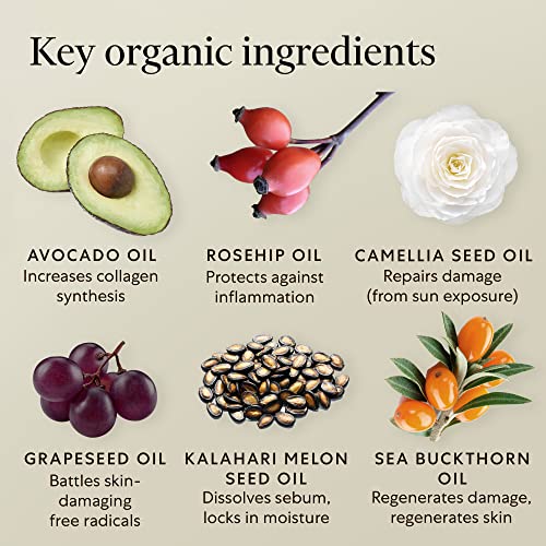 AVOILA Organic Face Oil Moisturizer for Dry, Aging, Sensitive, Acne Prone Skin l Restoring, Balancing l Vegan l Rosehip Oil + Sea Buckthorn Oil + Vitamin E + Grapeseed Oil + Avocado Oil l Gua Sha