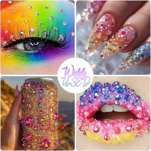40000+Pcs Resin Jelly Rhinestones for Bedazzling, 3mm Multicolor Flat Back Gems Bedazzler Kit with 3Pcs 10ml B7000 Jewelry Glue, Colorful Bulk Jewels for Book Shoes Crafts Tumblers Nail Art DIY