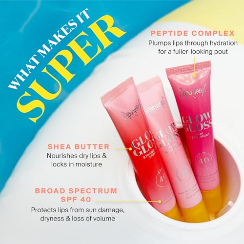 Supergoop! Glow Gloss SPF 40 Lip Balm, Vanilla Soft Serve (Sweet Cream Flavor, Sheer Soft Pink Tint) - Broad Spectrum Protection with a Non-Sticky, High-Shine Finish - 0.5 fl oz, 2 Pack