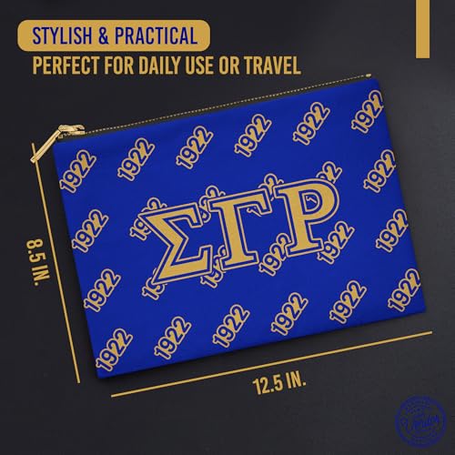 Sigma Gamma Rho Sorority Paraphernalia - Greek Letters - Flat Makeup Pouch & Accessory Bag - Greek Letters