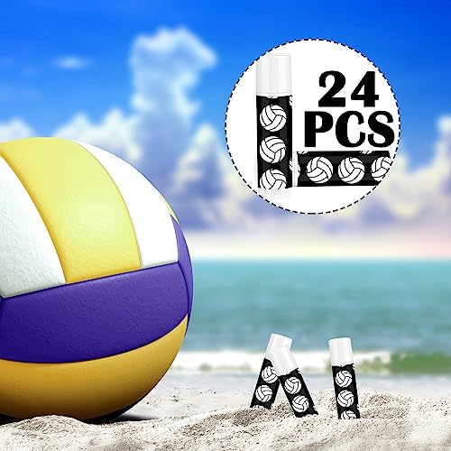 24 Pcs Volleyball Lip Balm Volleyball Team Gifts Volleyball Party Favors Volleyball Lip Balm Gift for Volleyball Team Volleyball Party Guest Supplies(Black)