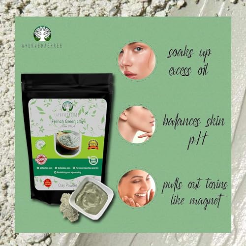 French Green Clay Powder 100 Gm | 100% Pure Montmorillonite Clay | Absorbs Excess Oil | Highly Recommended For Oily Skin | Deep Facial Cleanser