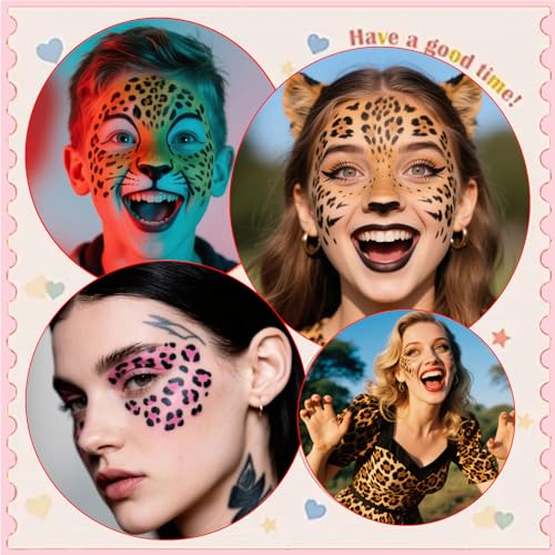 8 Sheets Leopard Print Temporary Tattoos for Women - Waterproof Fake Animal Print Tattoo Stickers for Body, Face & Nails | Tiger Cheetah Makeup Decals for Costume Party, Halloween & Music Festival