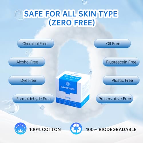 Single Use Face Towels, 10"¡¿12", Ultra Soft and Thick, Disposable Makeup Remover Facial Towels, Dry & Wet Face Wipes for All Skin Types