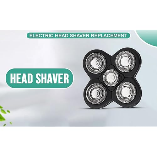 Generic Head Shaver Replacement for 5 in 1 Electric Shaver Wet and Dry Waterprroof Electric Foil Razor for Bald Men Shaving Machine Head Attachment Reusable Grooming Kit, Black