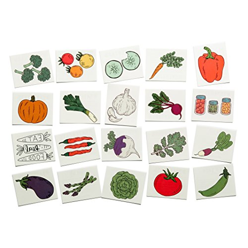Veggie Lovers Pack: 20 Temporary Vegetable Tattoos
