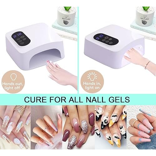72W Cordless LED Nail Lamp, Rechargeable UV Nail Dryer for Gel Polish, Portable Manicure Light with 4 Timers, LCD Display, 36 LED Beads
