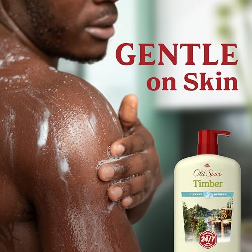 Old Spice Cleansing Body Wash for Men, 24/7 Shower Fresh with Lasting Scent, Cleanse & Refresh, Gentle on Skin, Vitamin B3, Timber with Sandalwood + Cypress Scent, 30 oz (Pack of 4)