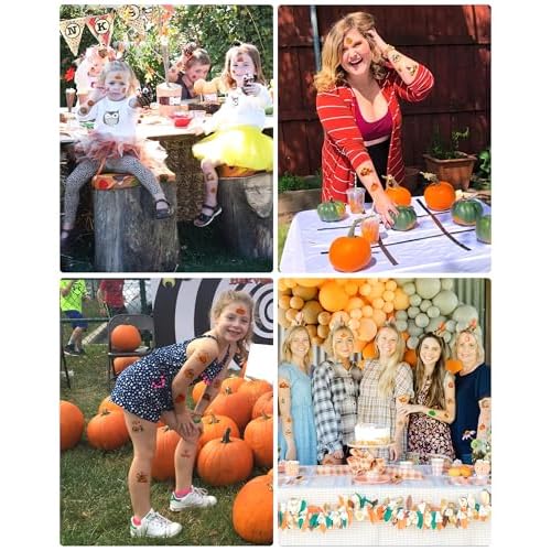 220 Pieces Thanksgiving Pumpkin Temporary Tattoos Stickers,20 Sheets Cute Pumpkin Themed Tattoos Stickers Party Decoration Supplies
