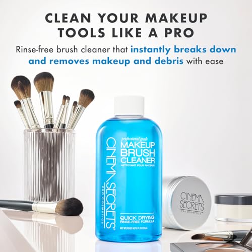 Cinema Secrets Original Blue Vanilla Makeup Brush Cleaner Spray - Professional Cleanser for Makeup Brushes - Quick-Drying, Rinse-Free Formula - Removes Stubborn Waterproof Make Up
