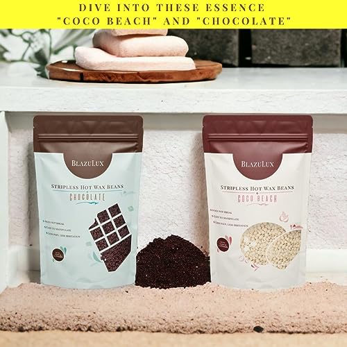 Wax - Chocolate 1000g Hard Wax Beans for Hair Removal, Stripless, for Brazilian Bikini, Face, Eyebrows, Underarms, Arms, Chest, Back, Legs