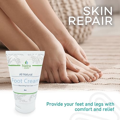 NatraCure Foot Repair Cream for Dry Cracked Heels & All Natural Foot Lotion for Dry Cracked Tired Feet Relief ? Foot Moisturizer Pedicure Lotion & Foot Crack Cream for Foot Softening Treatment ? 4 oz