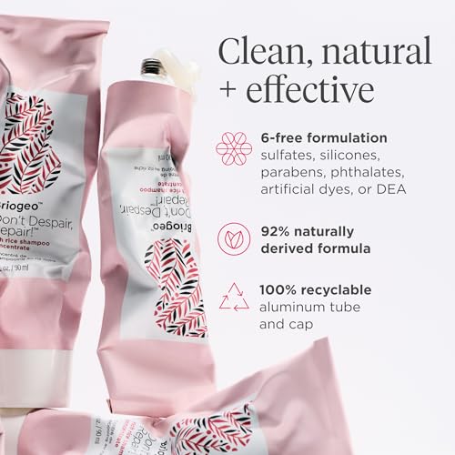 Briogeo Don't Despair, Repair! Rich Rice Shampoo Concentrate, Protein Shampoo for Severely Damaged Hair, Water-Activated Concentrate Shampoo, Vegan, Cruelty-Free, 3 fl oz