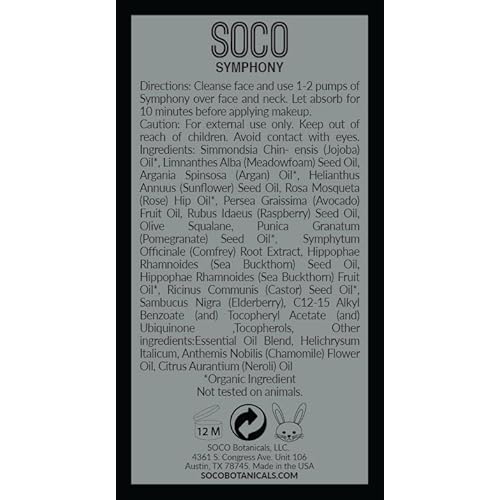 SOCO Botanicals Face Oil Serum - Anti Aging Organic Elixir for Face and Eyes with Sea Buckthorn, Argan, Rosehip & CoQ10, Neroli & Immortelle Essential Oil Blend